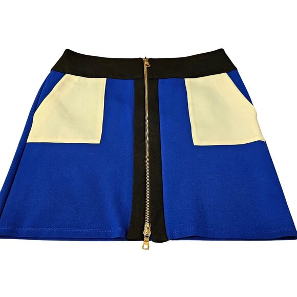 INC Womens Colorblock Mini Skirt With Front Zipper & Pockets Size 12 - Picture 1 of 7
